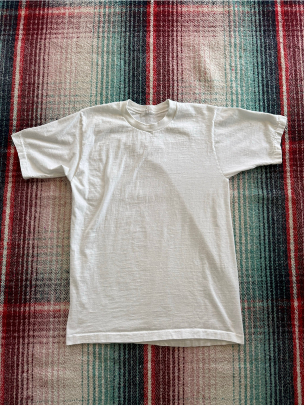 Vintage JCPenney Single Stitch Plain White Tee L-Shirt L